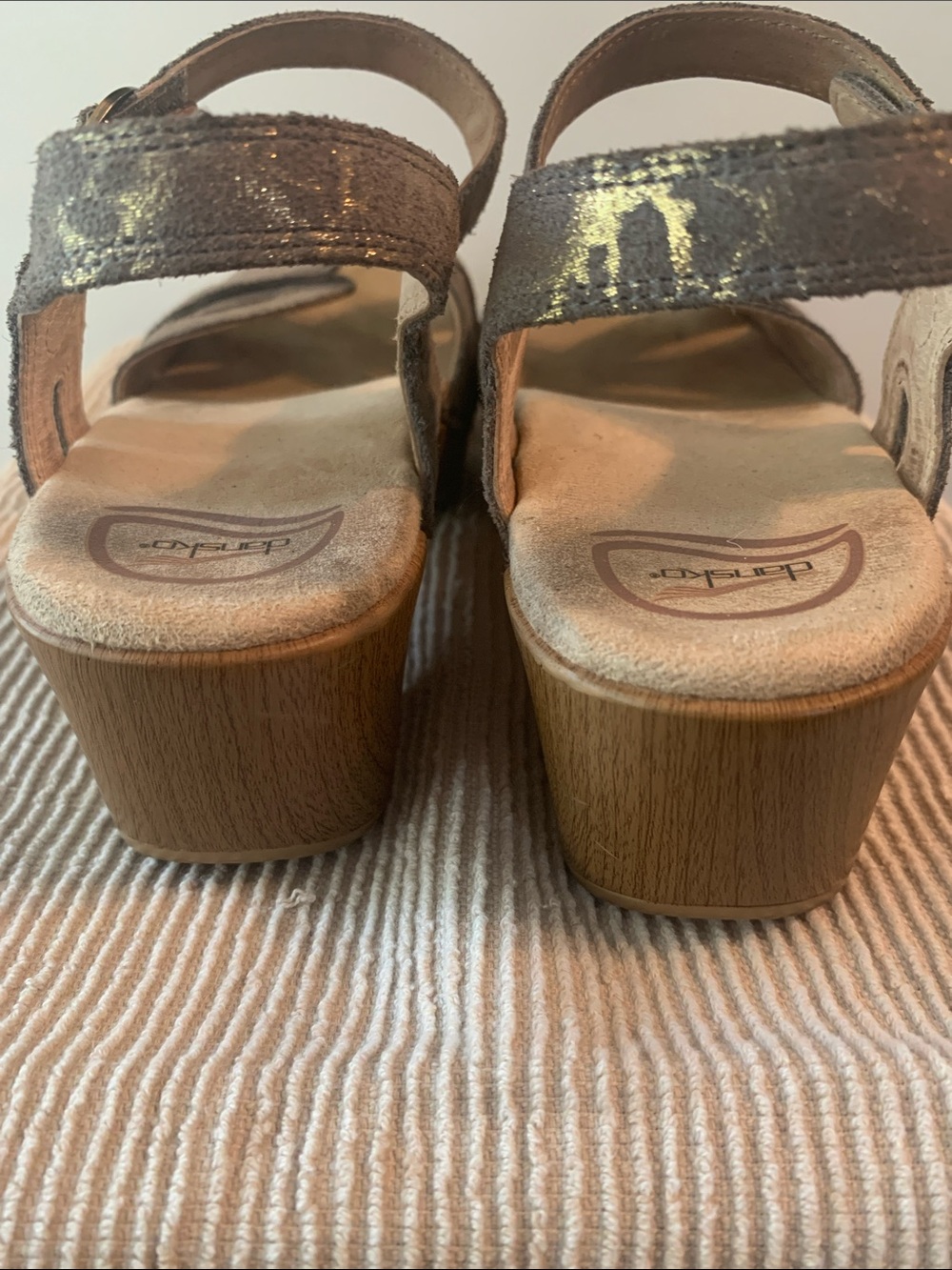 Dansko Metallic Taupe Gold-Accent Strappy  Season Sandals - Picture 3 of 6